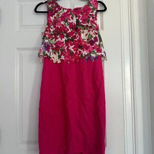 Karl Lagerfeld Fuchsia Dress with Floral Lace Detail